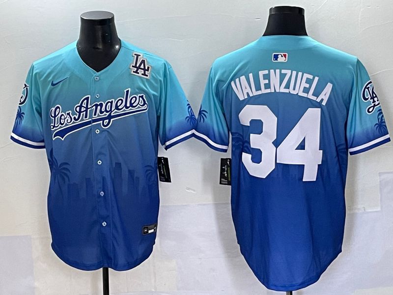 Men 2025 Los Angeles Dodgers 34 Valenzuela Blue Nike MLB Jersey Daoqite style 7